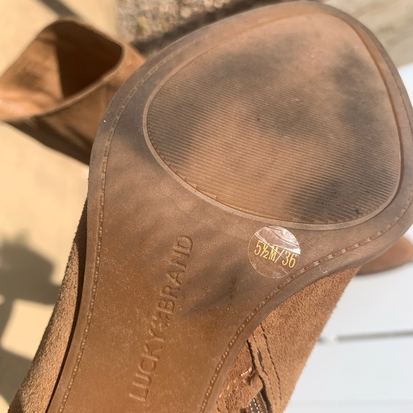 Lucky Brand tan suede heeled boots pointy toe size 5.5M - Picture 16 of 16